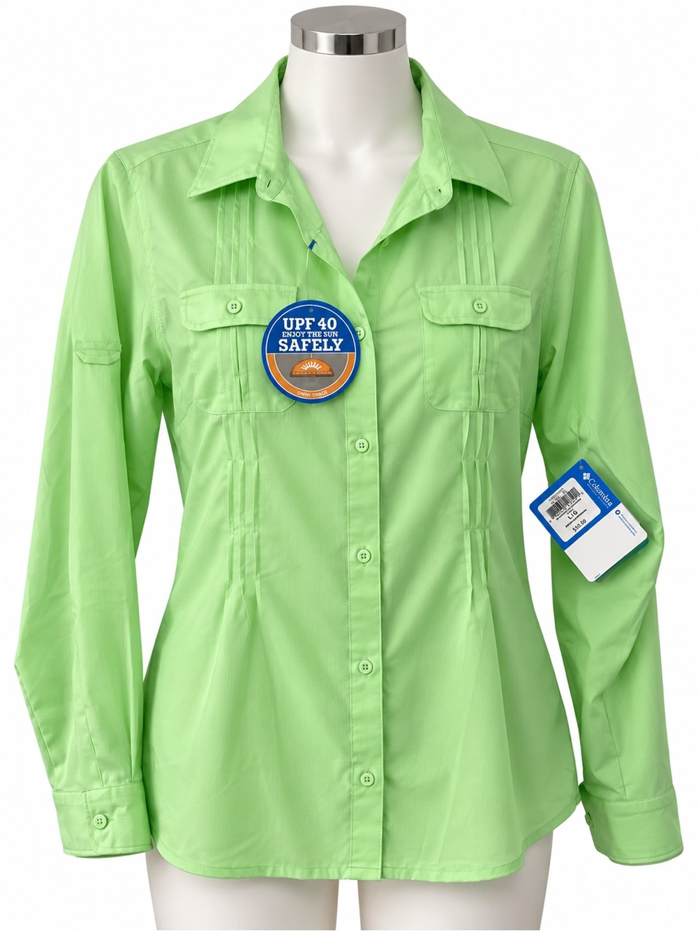 Columbia Women's Lime Green Button-Front Sun Shirt